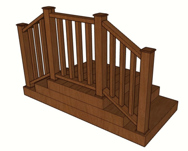 Уличная лестница Ecodecking Техно мостик с ограждением Техно